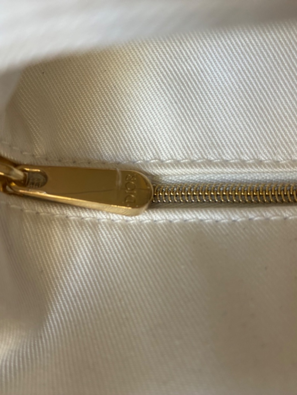 Dior Cream Denim & Gold Embroidered Pouch - Picture 3 of 4